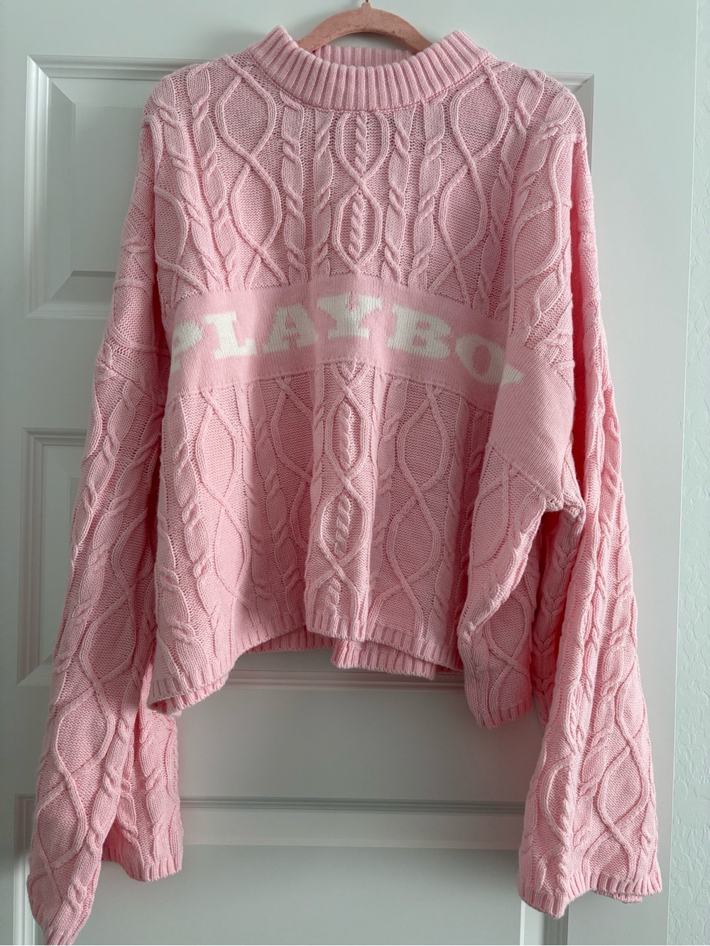 PLAYBOY Pink Cable Knit Crewneck Sweater & Pants Set